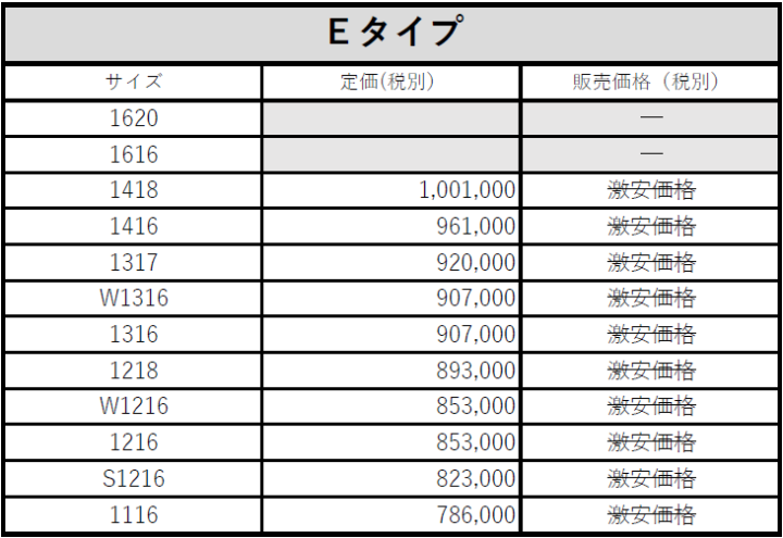 激安価格 リクシル リノビオV 価格表(税別) 標準仕様