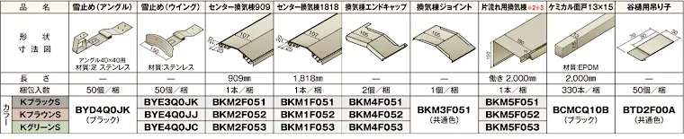 ニチハ センタールーフ 横暖ルーフS 仕様表6