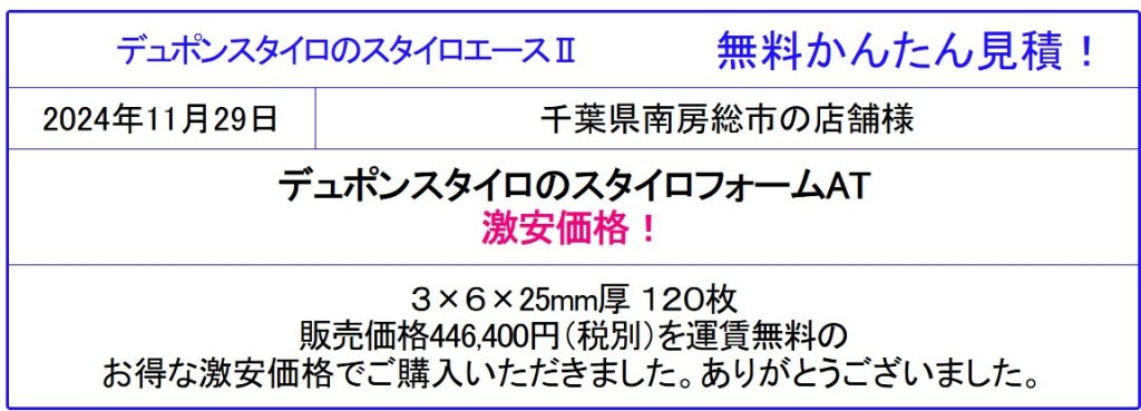 【スタイロフォームEX スタイロフォームAT スタイロフォームFG 激安価格】スタイロフォームが安い！EX AT FG の価格を確認！スタイロフォーム3種b以外も格安価格